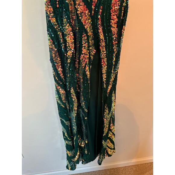 City Studio Size 1 Juniors Green Maxi Mermaid Sequin Prom Gown Dress Unique - Picture 9 of 15